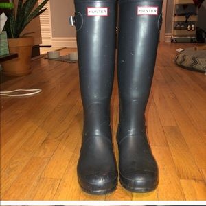 Navy Tall Hunter Boots - size 8